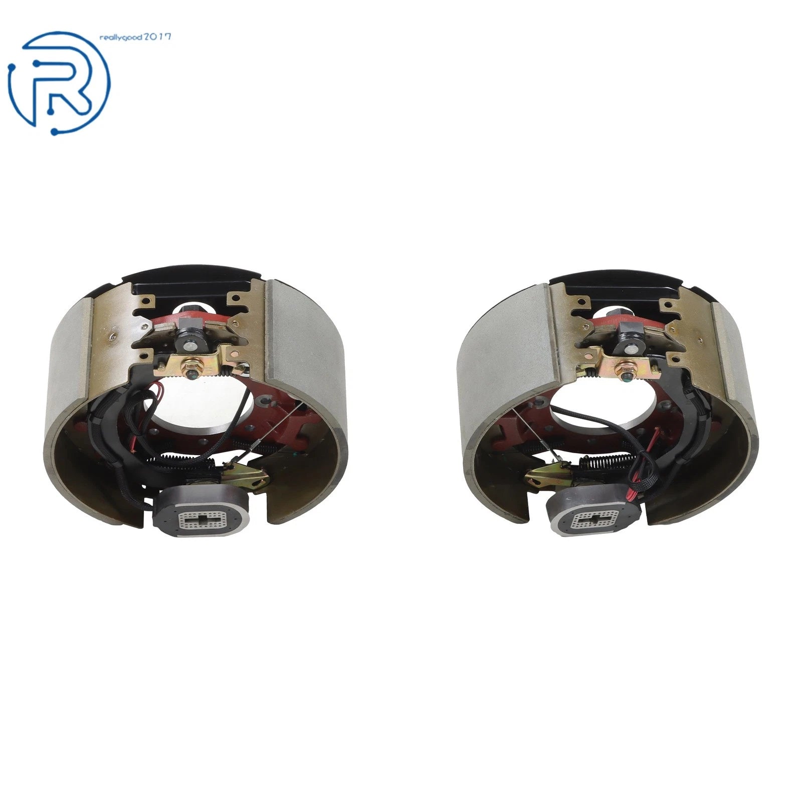 Set of 2 Electric Trailer Brake Assemblies for 12K-15K Axles (Self-Adjusting)
