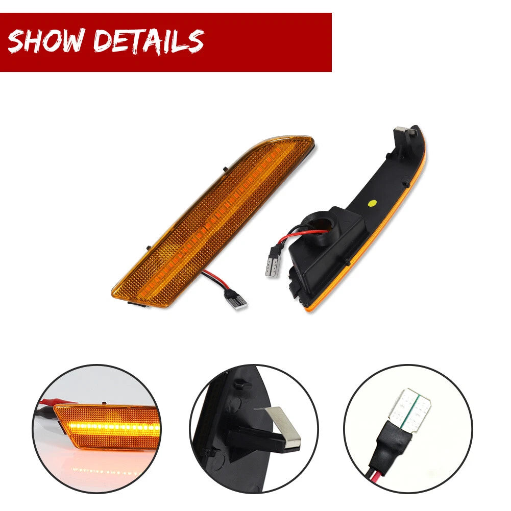 Amber Lens Yellow LED Side Marker Lights for Chrysler Crossfire (2004–2008)