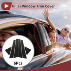 6 Pcs Door Pillar Window Trim for KIA Cerato (2009–2012) Black Carbon Fiber