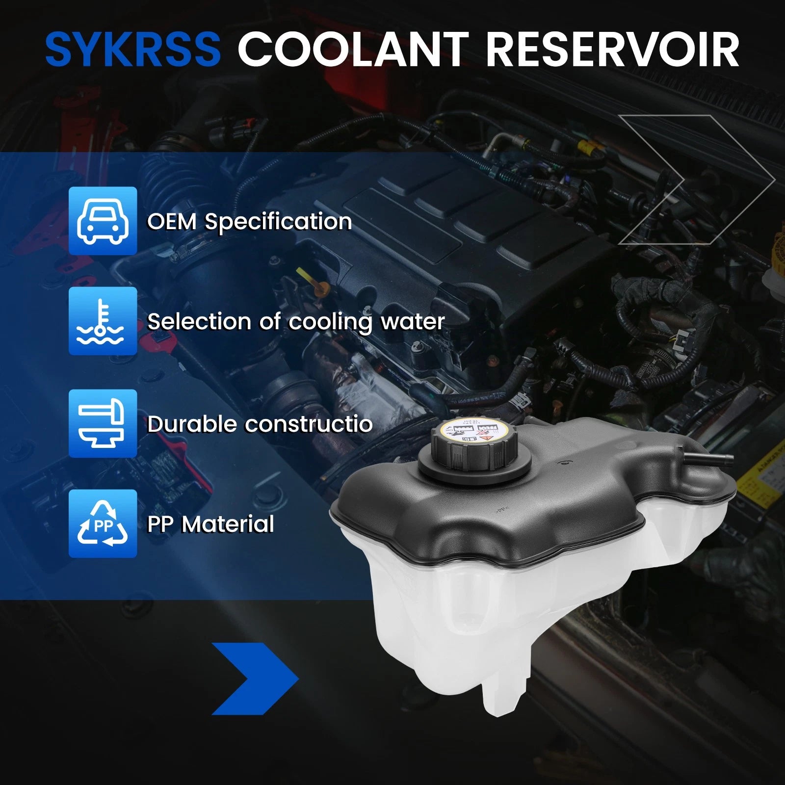 Coolant Reservoir with Cap for Ford Mustang 3.7L (2011–2014)
