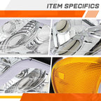 LED DRL Headlight Lamps for Pontiac Grand Am (1999–2005) Chrome Housing Amber Corner