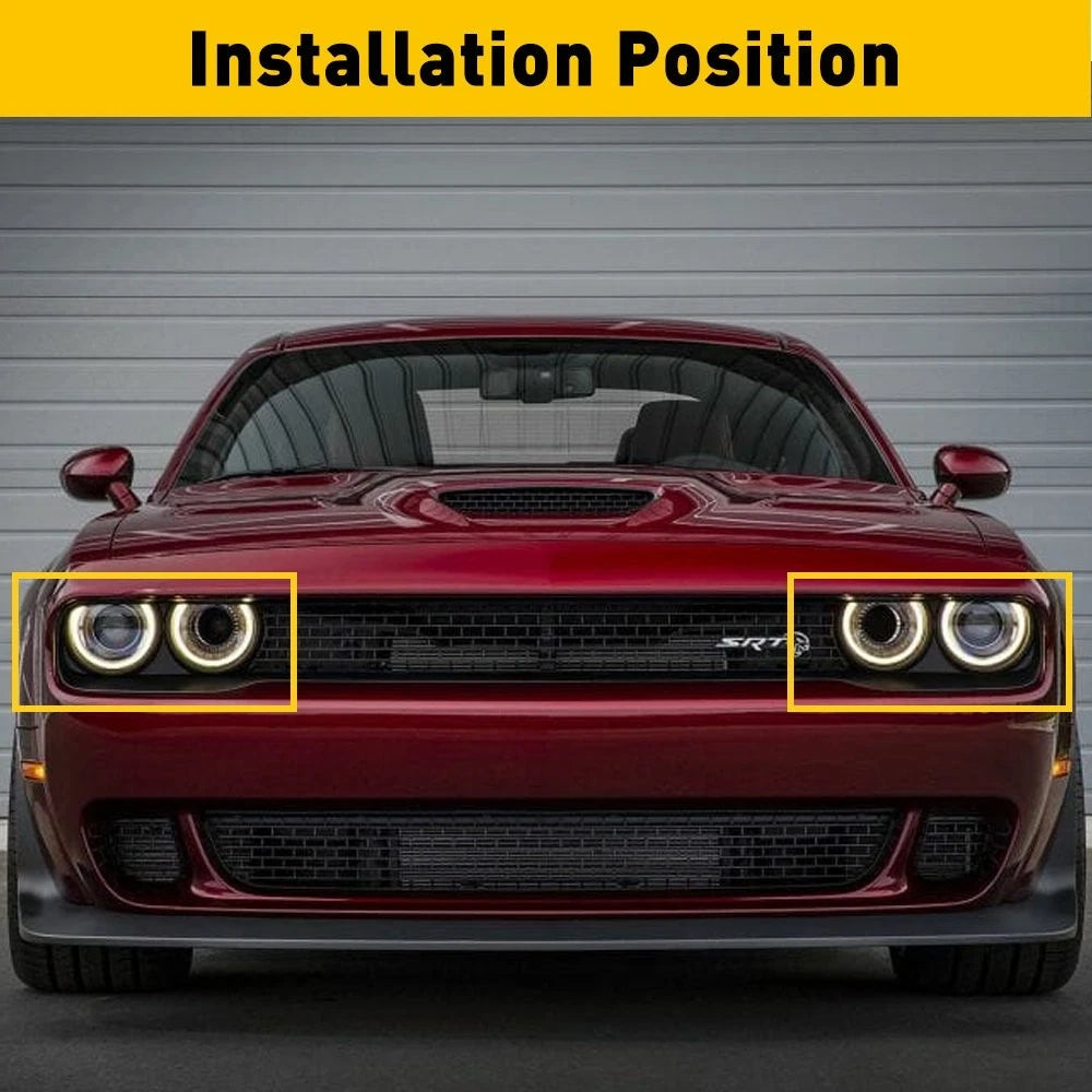 Set of 2 Front Headlight Bezel Lamp Covers for Dodge Challenger (2015-2021)