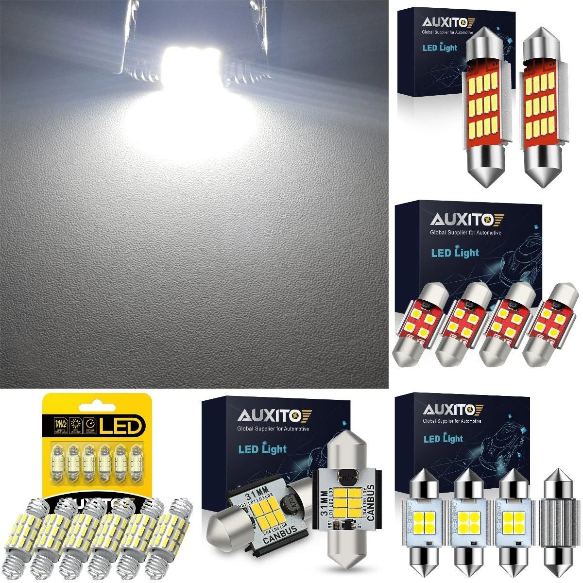 2X AUX 31MM-41MM LED Interior Dome Light Bulbs for Honda BMW (x2/x4/x6)
