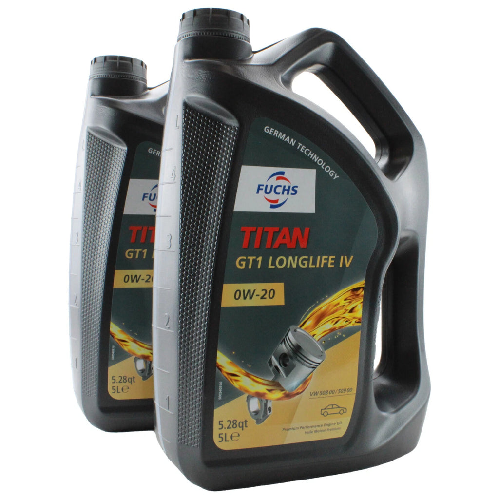 Set of 2 Fuchs Titan GT1 Longlife IV SAE 0W-20 Engine Oil for Audi VW