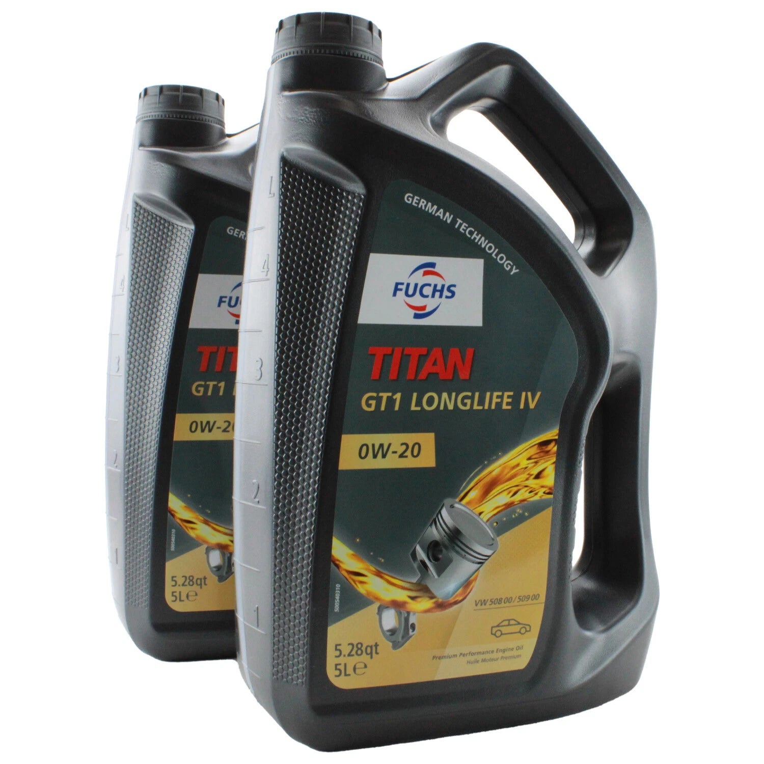 Set of 2 Fuchs Titan GT1 Longlife IV SAE 0W-20 Engine Oil for Audi VW