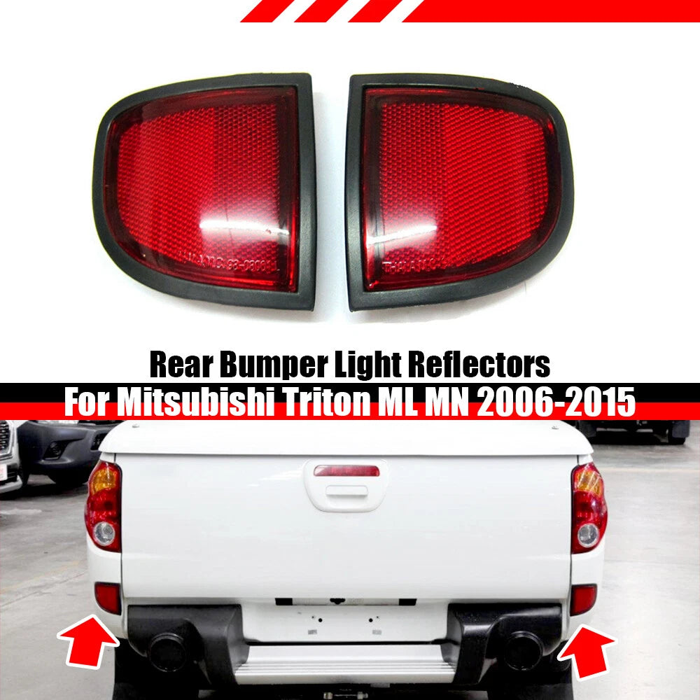 Pair of Red Rear Bumper Light Reflectors for Mitsubishi Triton ML MN (2006–2015)
