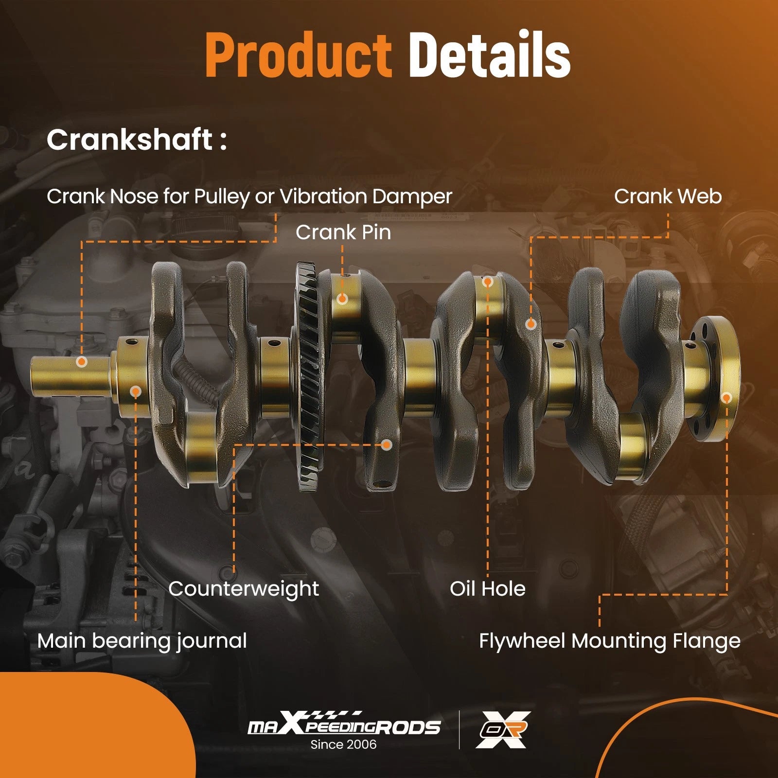 Crankshaft & 4 Connecting Rods for Toyota Camry Highlander RAV4 (2002–2006)