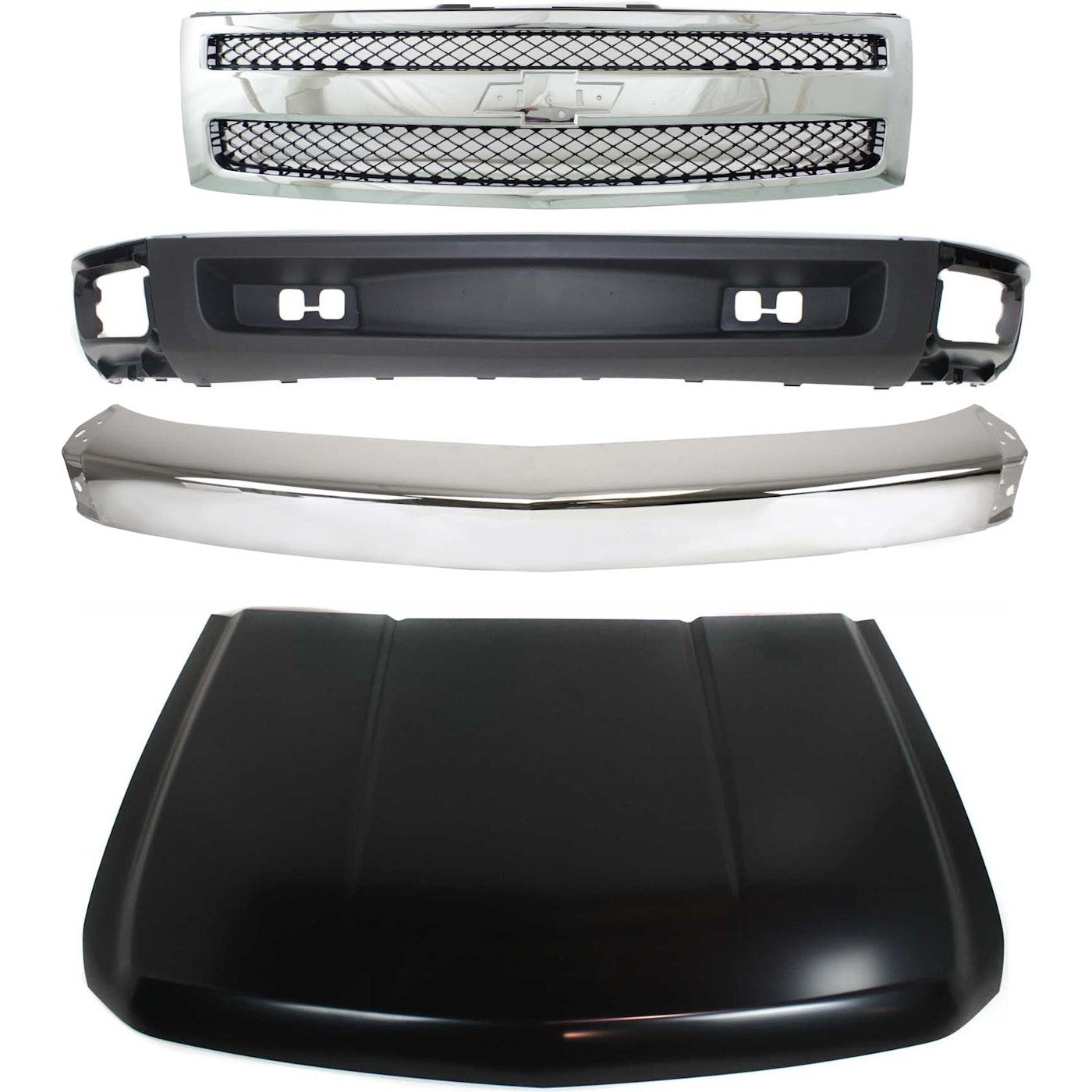Front Bumper Kit for Chevrolet Silverado 1500 (2007–2008) with Grille Hood