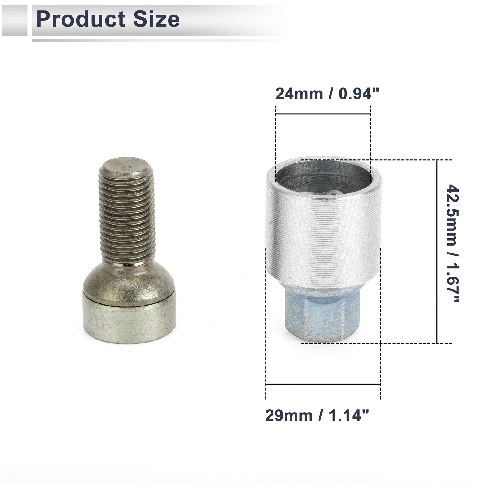 Type C Wheel Lock Lugnut with Bolt Kit Nut Removal Key for Audi A4L A5 (2013–2020)