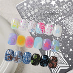 Stainless Steel Nail Art Stamping Plate with Star Moon Patterns 14.5x9.5cm