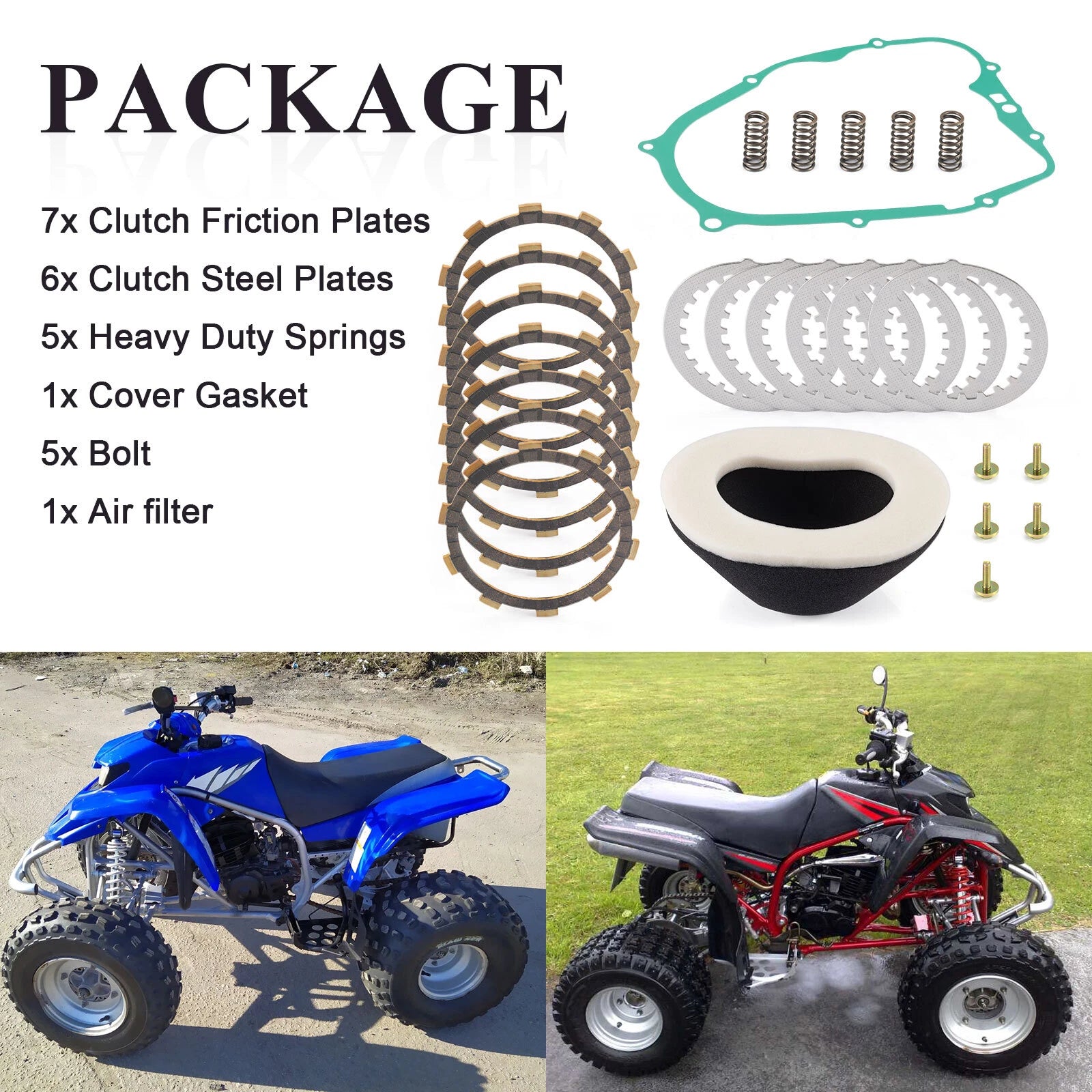 Clutch Kit with Heavy Duty Springs & Gasket for Yamaha Blaster YFS200 (1988–2006)