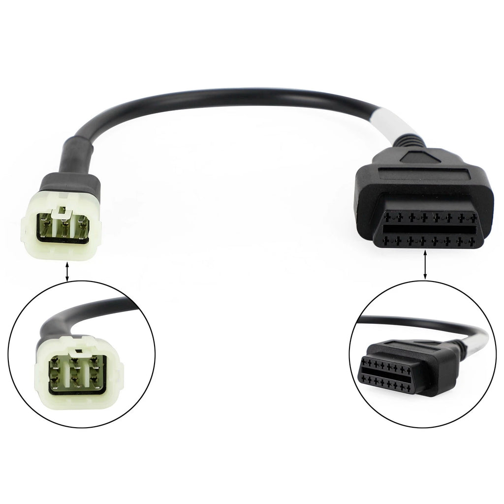OBD2 6 Pin Diagnostic Plug Adapter for Kawasaki Motorcycle (T9)
