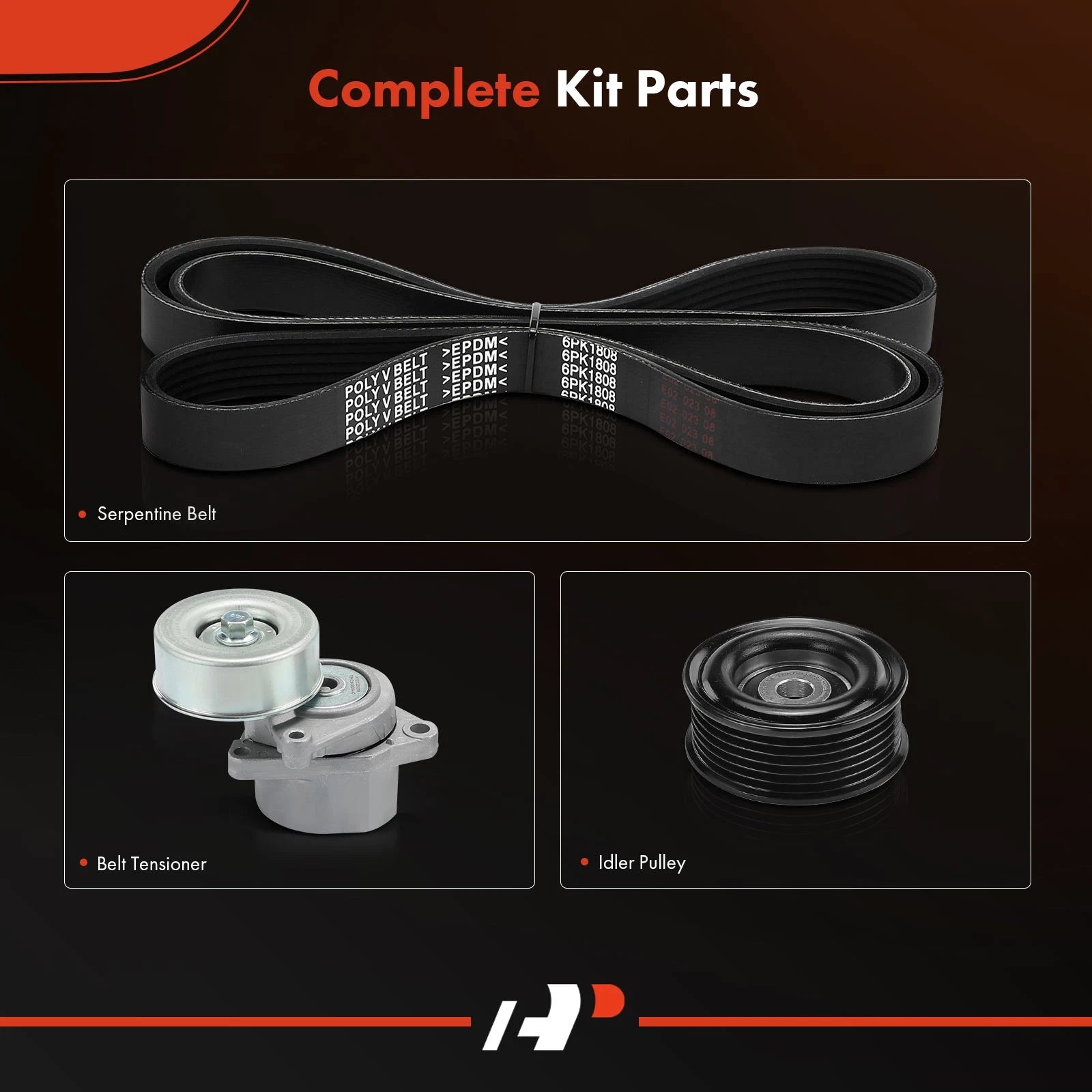 3X Serpentine Belt Drive Component Kit for Nissan Rogue (2014–2020)