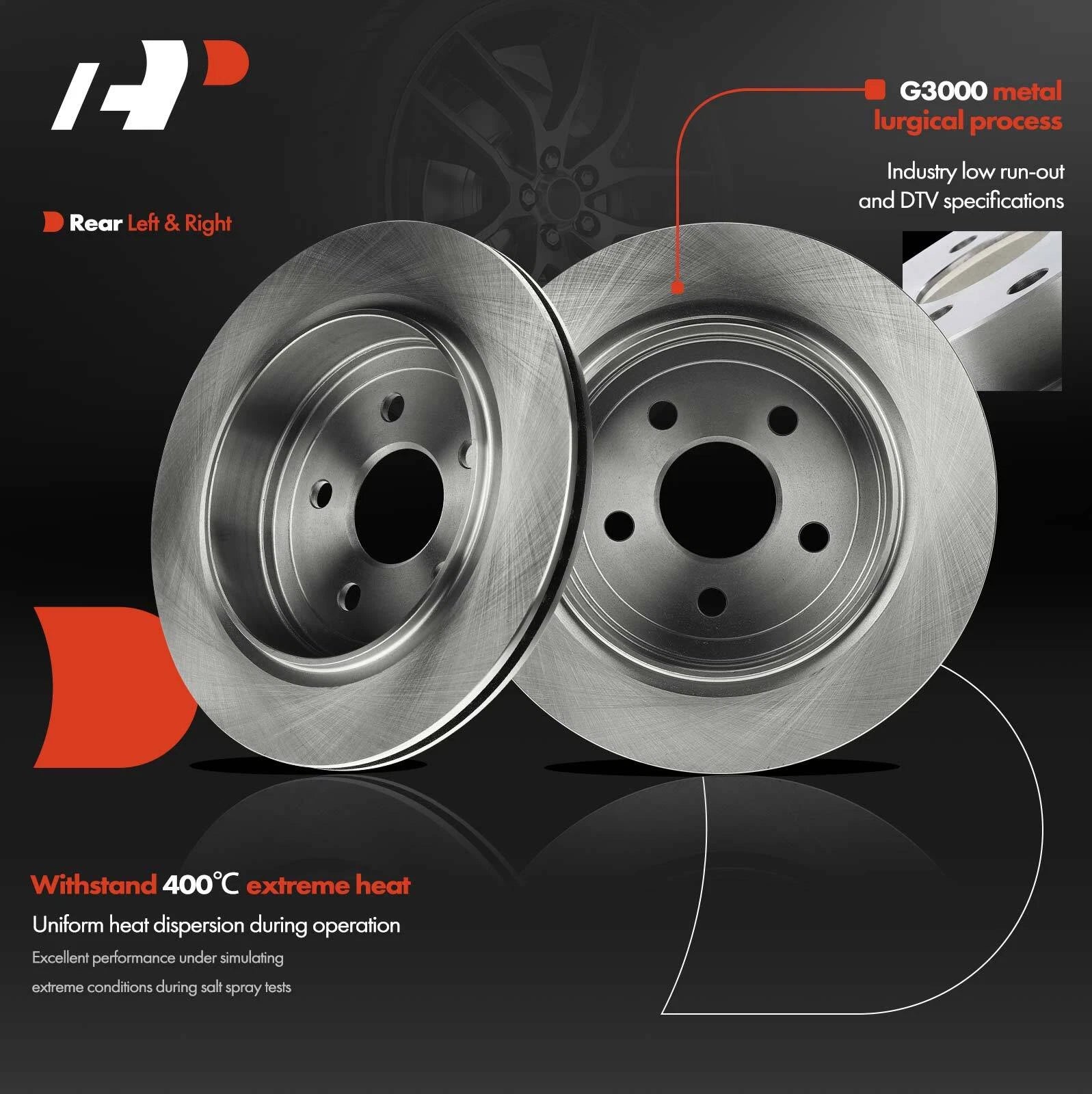 Rear Disc Brake Rotors for Dodge Durango, Jeep Grand Cherokee (2011–2023)