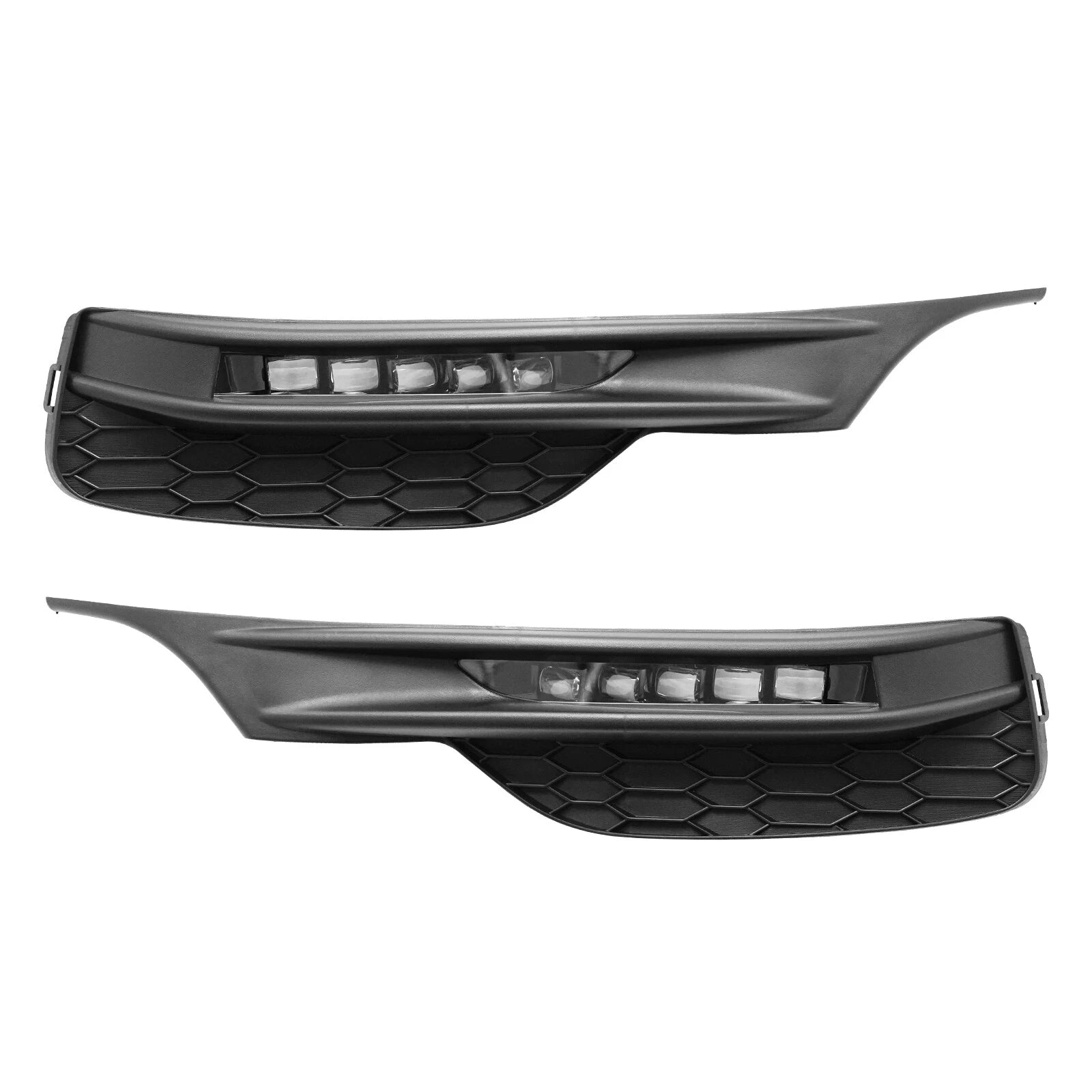 Set of 2 Front Bumper Grille & LED Fog Lights for Honda Accord Sedan