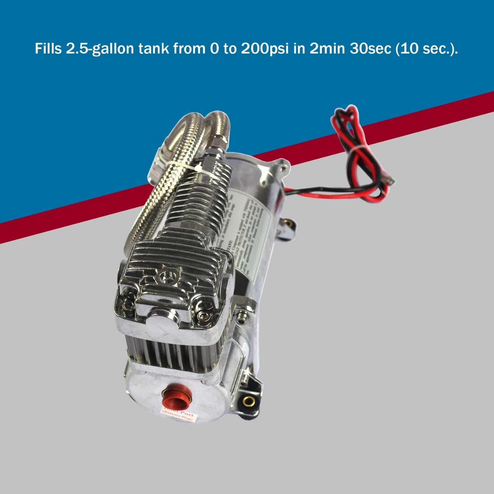 Dual Chrome Air Compressor Kit for Universal Vehicles (12V)