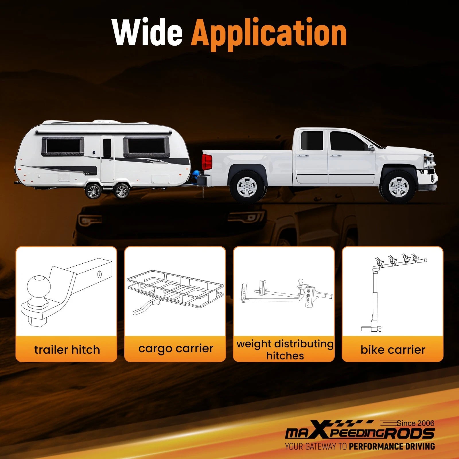 2 Inch Rear Trailer Hitch Receiver Kit for M998 M151A1 (Bolt-On, Carbon Steel)