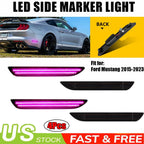 4X Smoked Purple LED Rear Side Bumper Marker Lights for Ford Mustang (2015–2023)