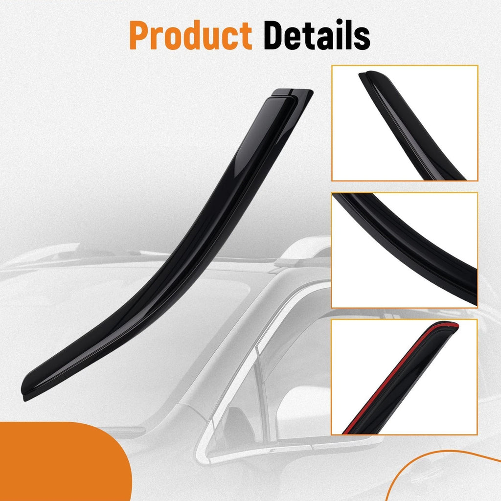 Set of 4 Black Window Visors for Dodge Durango (2011-2024) Rain Guards