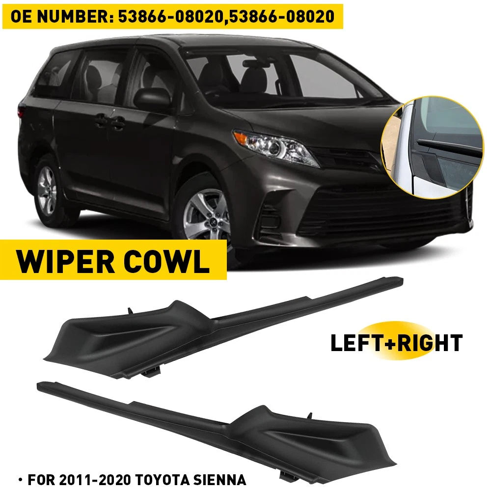 Front Windshield Wiper Cowl Extension Cover for Toyota Sienna (2011–2020)