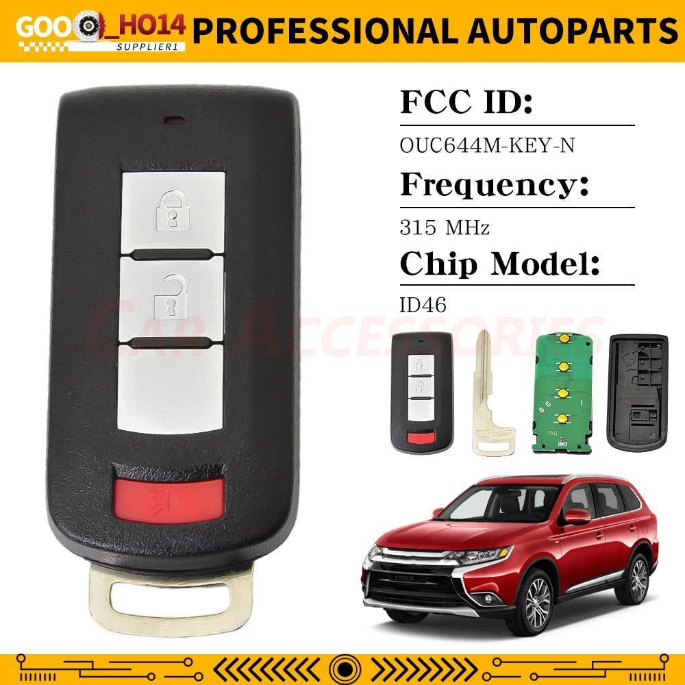 2X Replacement 3 Button Remote Key Fob for Mitsubishi Outlander Sport (2008–2022)