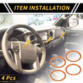 Set of 4 Orange AC Vent Dashboard Decoration Rings for Toyota Tacoma (2016–2021)