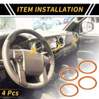 Set of 4 Orange AC Vent Dashboard Decoration Rings for Toyota Tacoma (2016–2021)