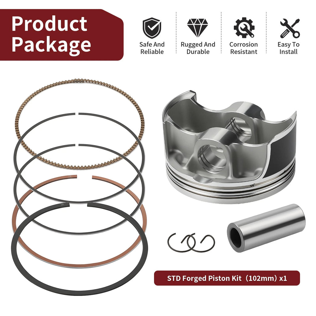 102mm STD Forged Piston + Rings for Yamaha Rhino 700 YXR700F (2008–2012)