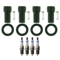 Set of 4 Bosch Platinum Spark Plugs & NGK Coil Boots for Hyundai Accent