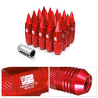 20Pcs M12x1.25 Acorn Lug Nuts for Universal Fit (Open/Closed End, Red)