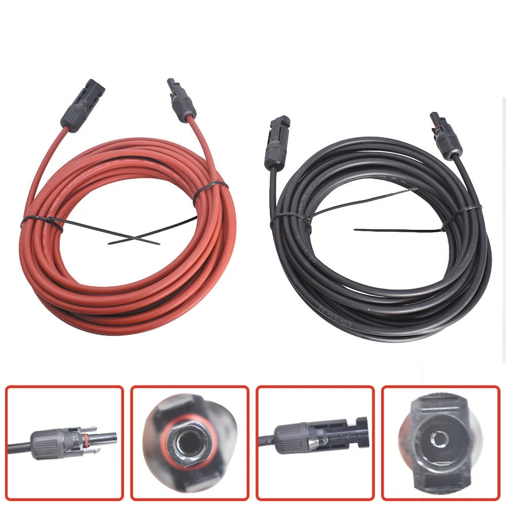1 Pair 30ft Solar Panel Extension Cable for Universal Use