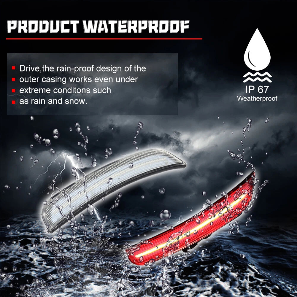 Clear Lens Red LED Rear Side Marker Lights for Chrysler 300 (2015–2023)
