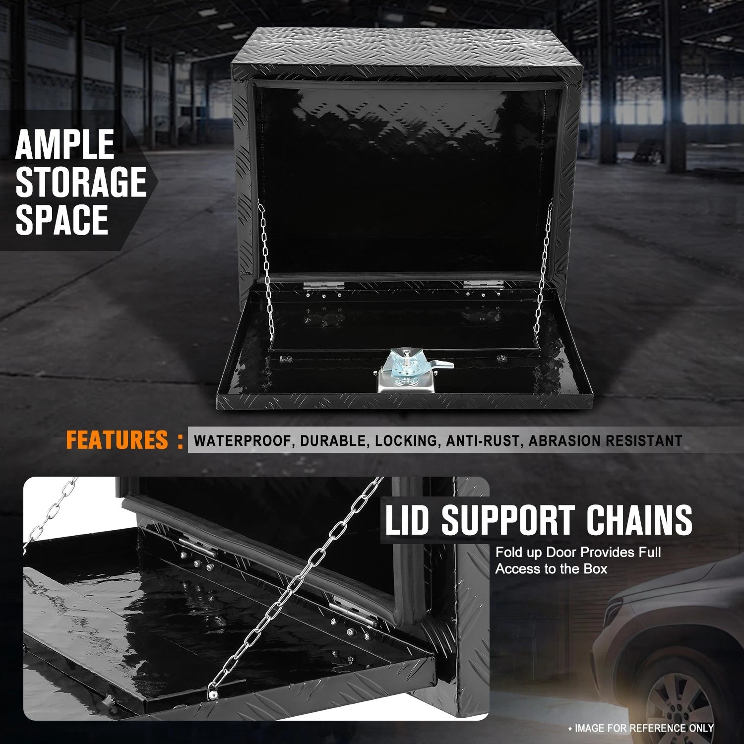 Diamond Tread Aluminum T-Bar Lock Tool Box for Trucks (24"x18"x17.7")