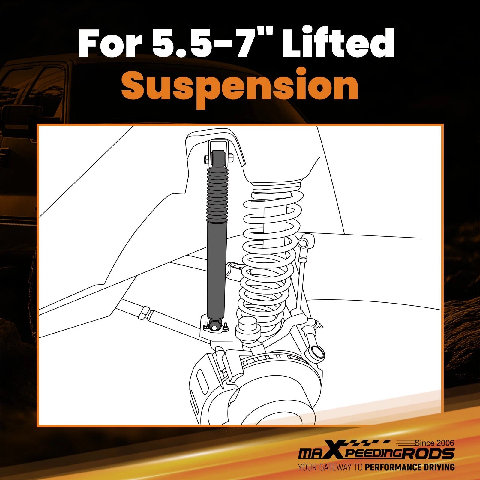 Front Lift Shock Absorber for Dodge Ram 2500 3500 (2003-2025) 4WD 5.5-7"