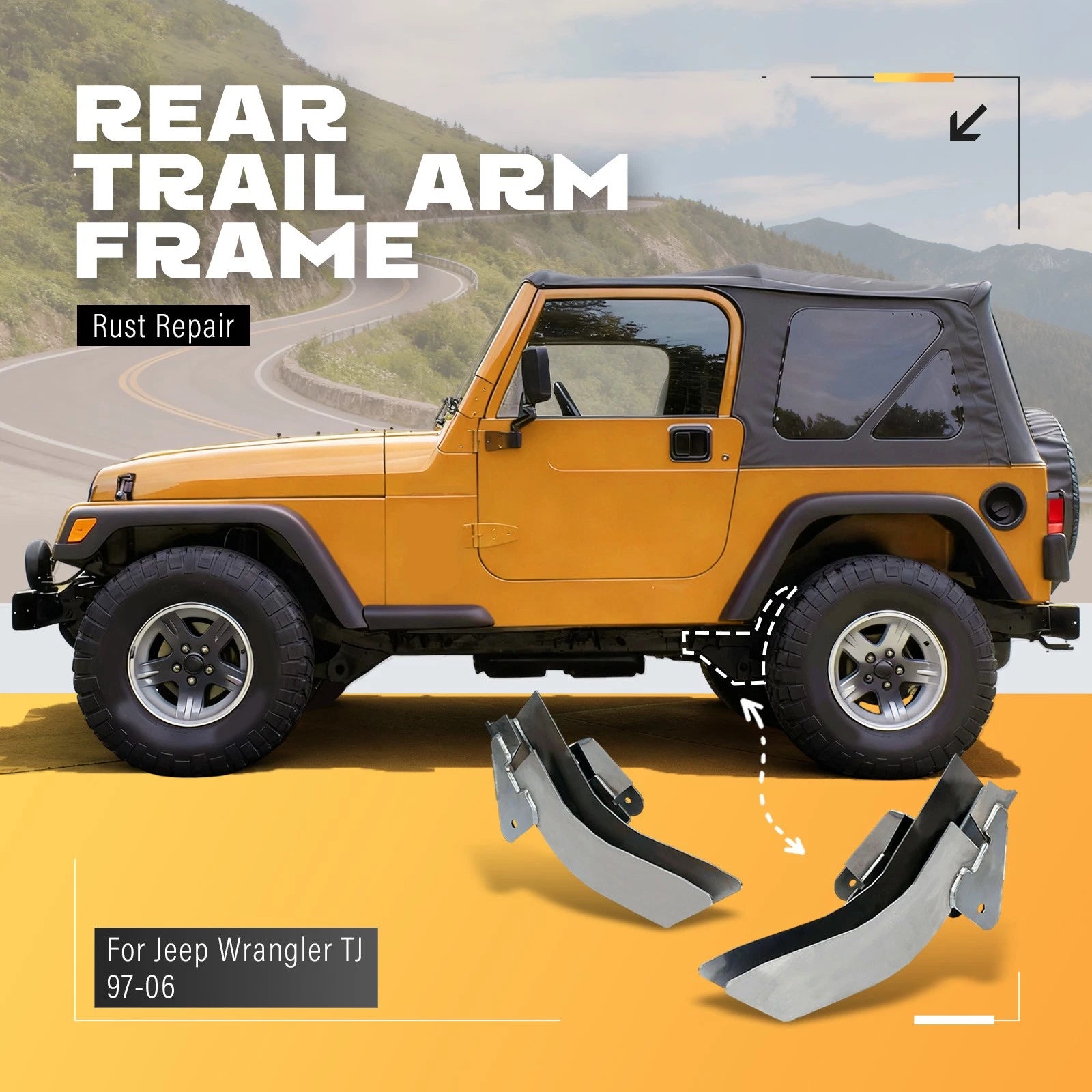 Rear Trail Arm & Center Skid Plate for Jeep Wrangler TJ (1997–2002)