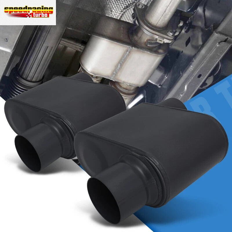 2Pcs 3" Inlet/Outlet Race Performance Chambered Exhaust Muffler for Universal