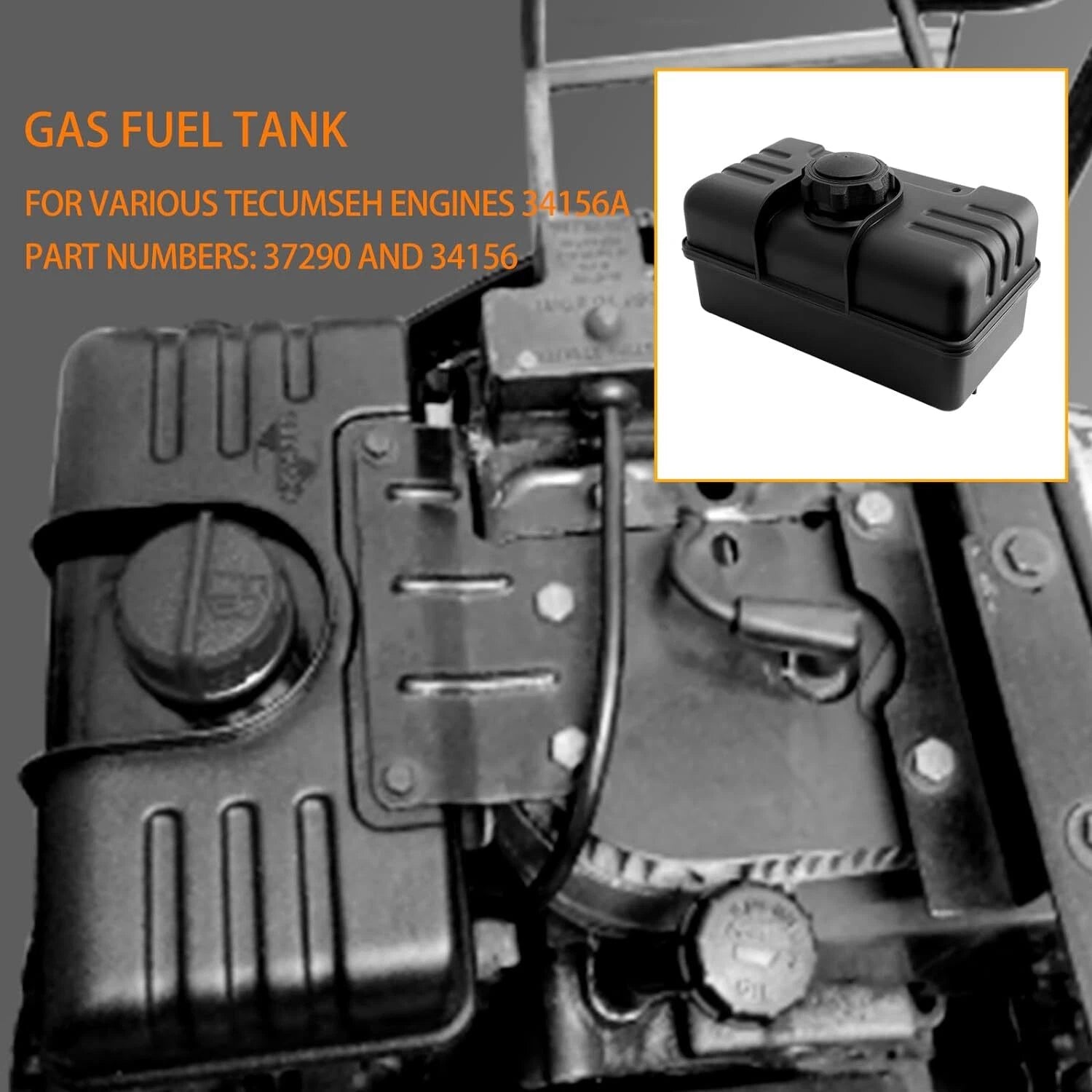 34156A Fuel Tank with Cap for Tecumseh Engines (Replace 37290, 34156)