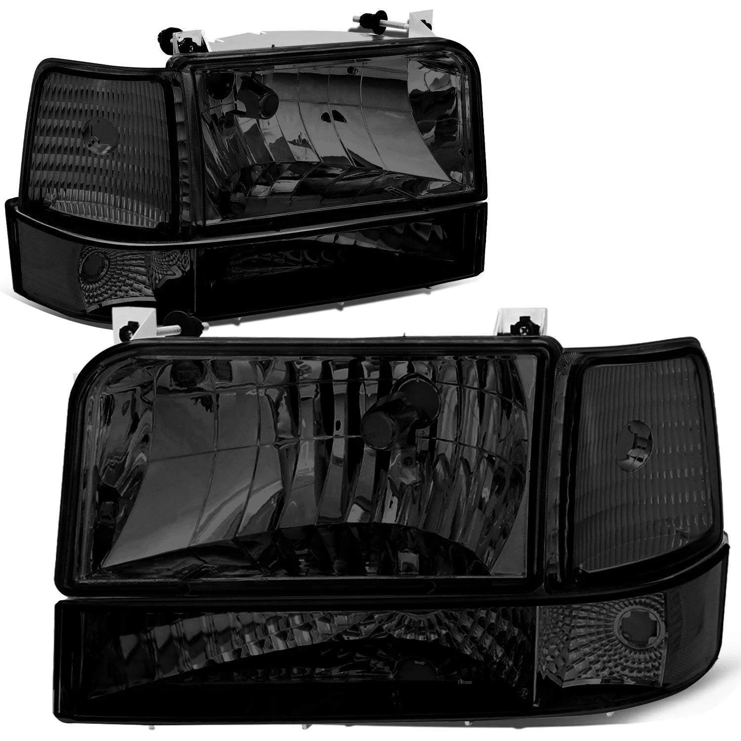 Smoked Headlight, Clear Bumper, Corner, LED Fog Light Set for F150 (1992–1996)