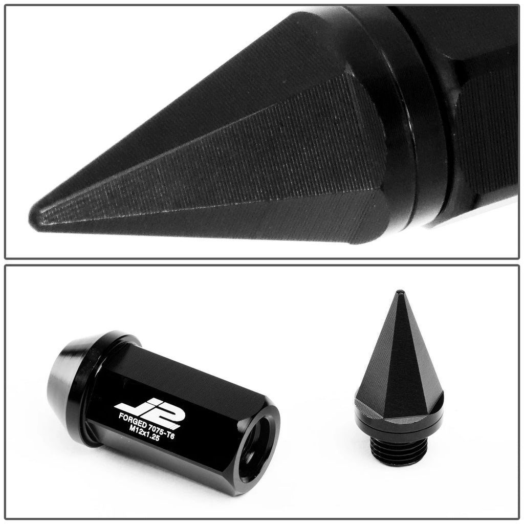 20 Pcs J2 7075 Forged Aluminum M12x1.25 Spiky Cap Lug Nuts for Universal
