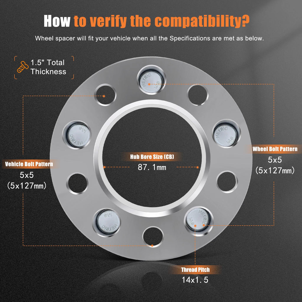 Set of 4 Wheel Spacers for Chevrolet Tahoe Jeep Wrangler
