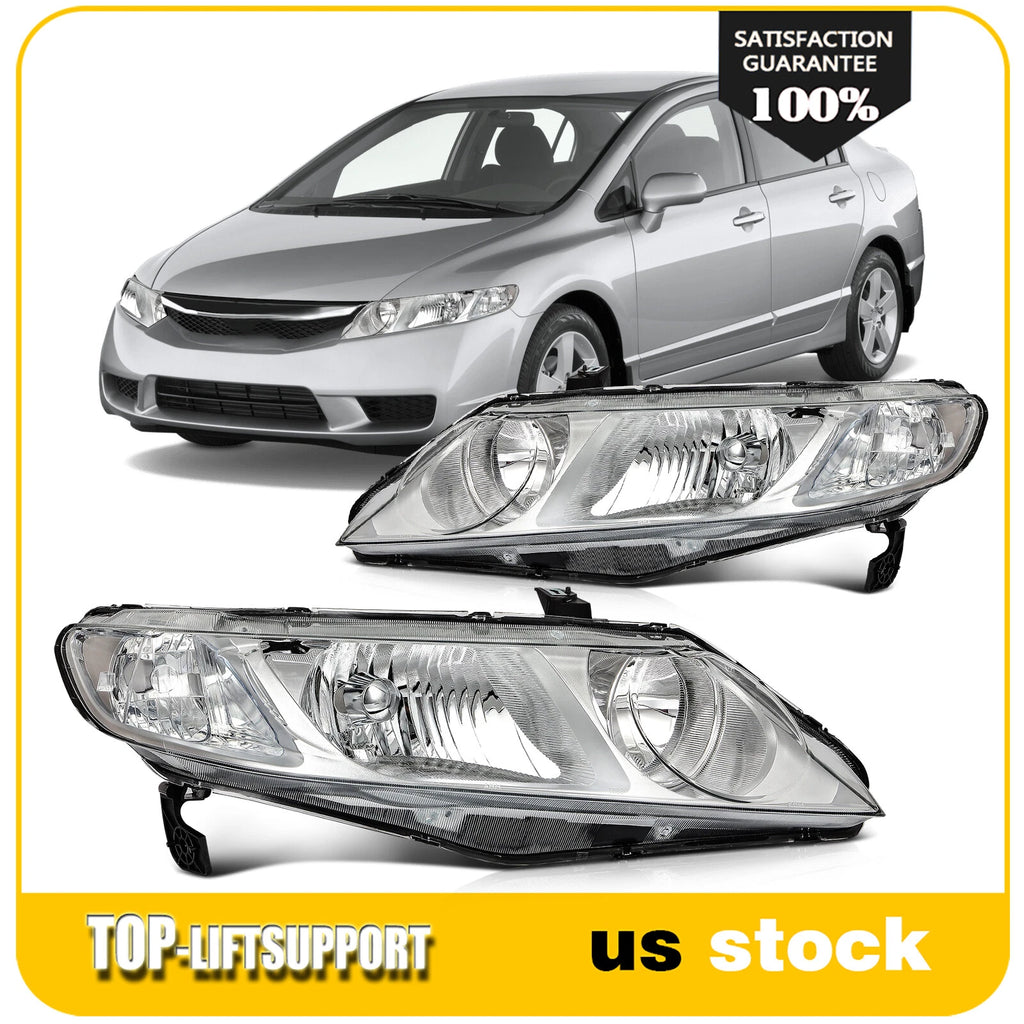 Headlight Assembly for Honda Civic Sedan (2006–2011) Left & Right Chrome