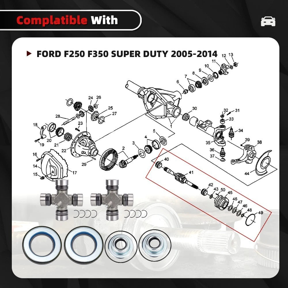 Front Axle Seal & U Joint Kit for Ford F250 F350 Super Duty (2005–2014)