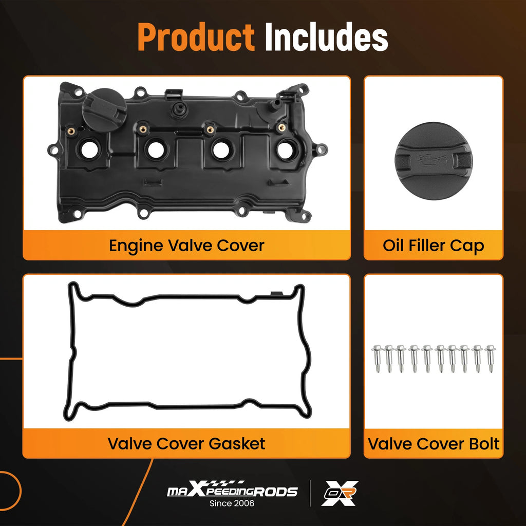 Valve Cover Set for Infiniti QX60 Nissan Altima Murano Rogue (2014–2017) Black