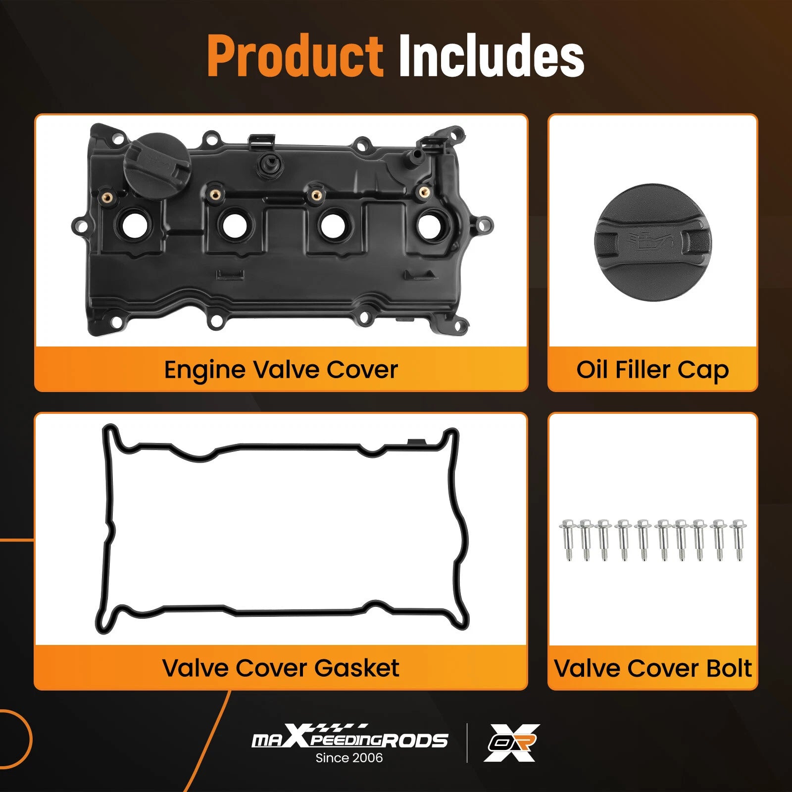 Valve Cover Set for Infiniti QX60 Nissan Altima Murano Rogue (2014–2017) Black