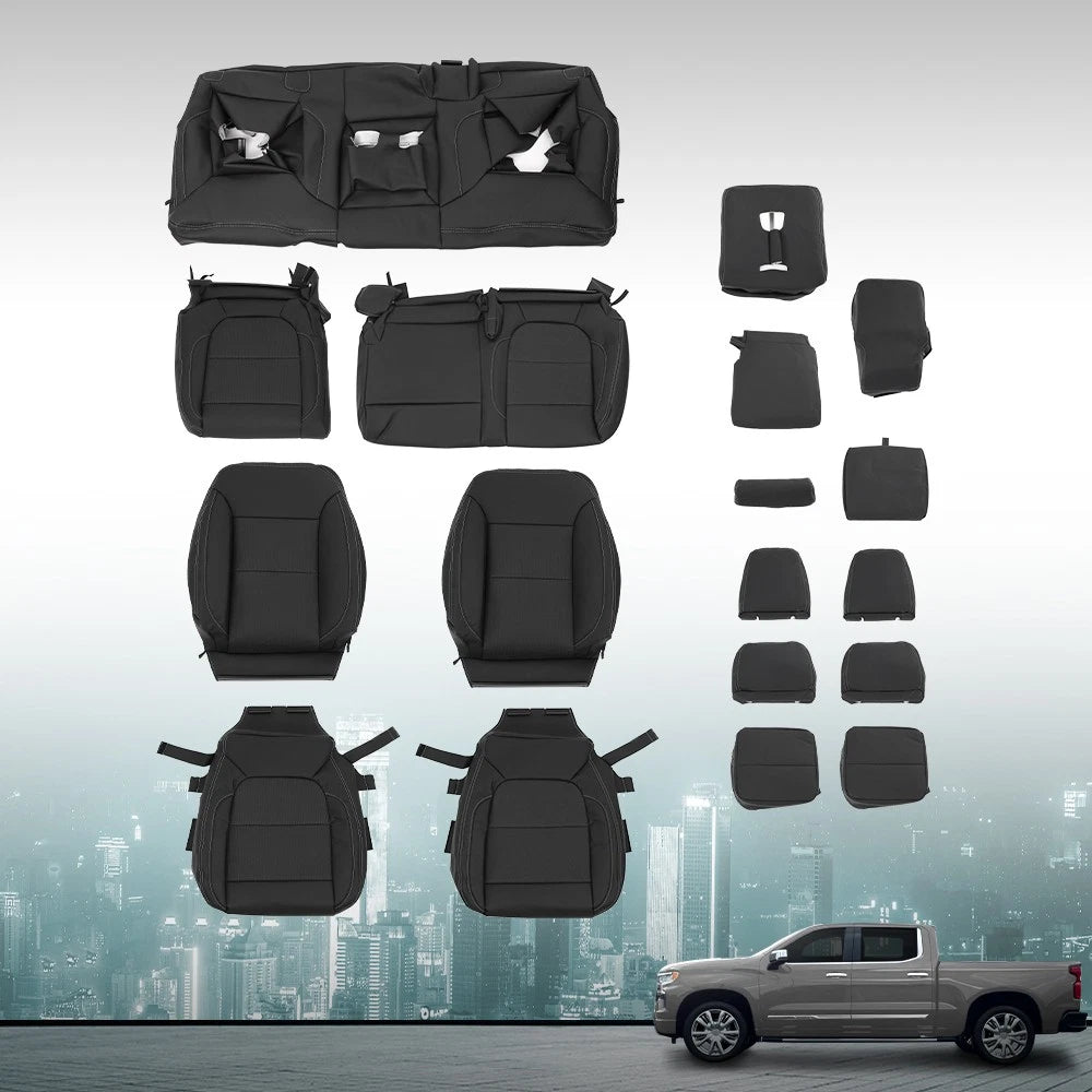Set of 4 Seat Covers for Chevy Silverado LT/WT (2019–2021)