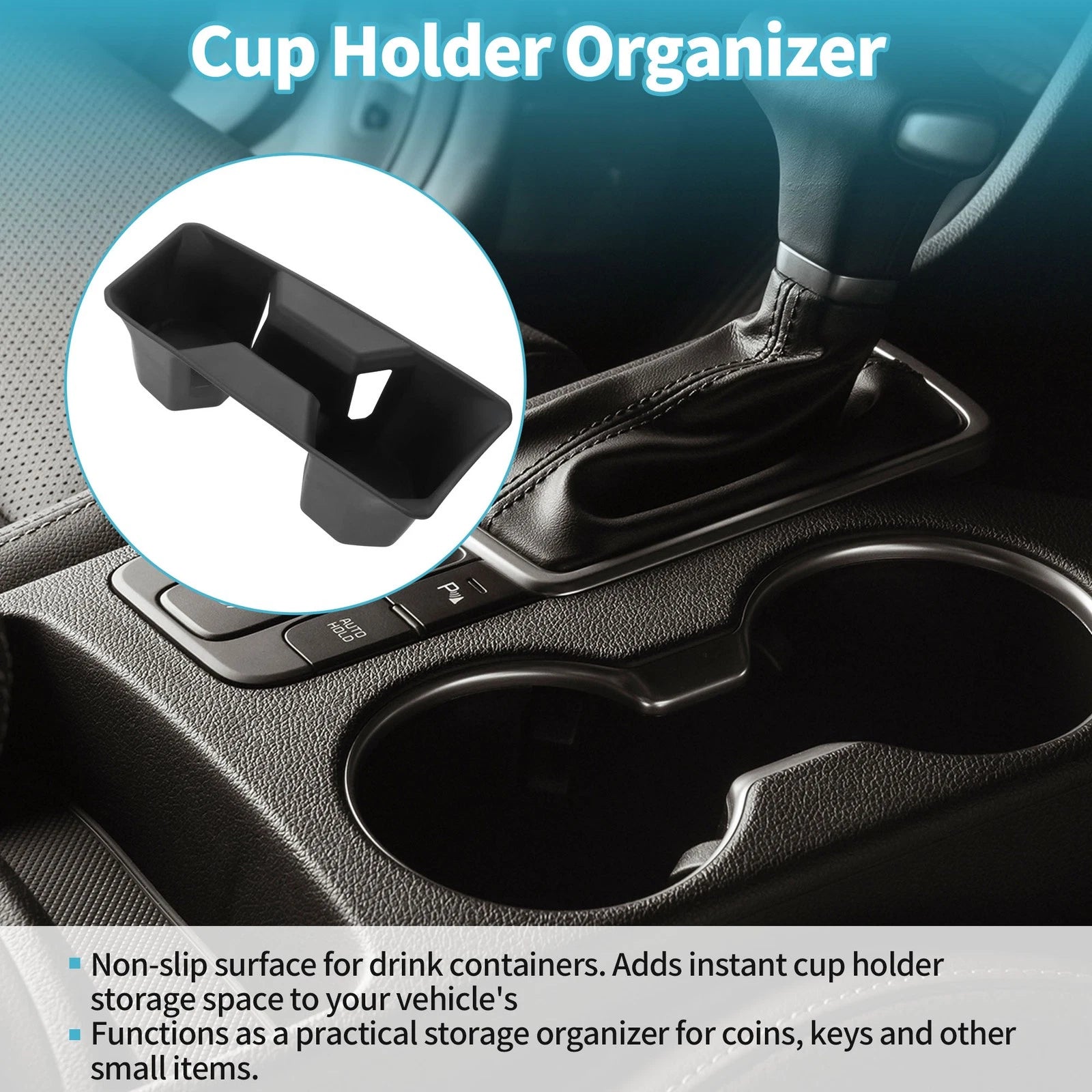 Center Console Cup Holder Organizer for Honda Accord (2023–2025) TPE Black