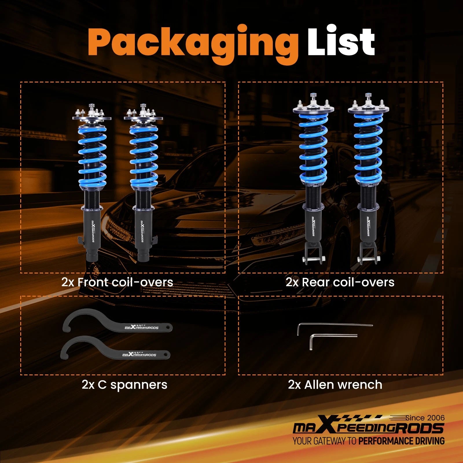 Coilover Lowering Kit 24 Way Adjustable for Acura TL (2009-2014)