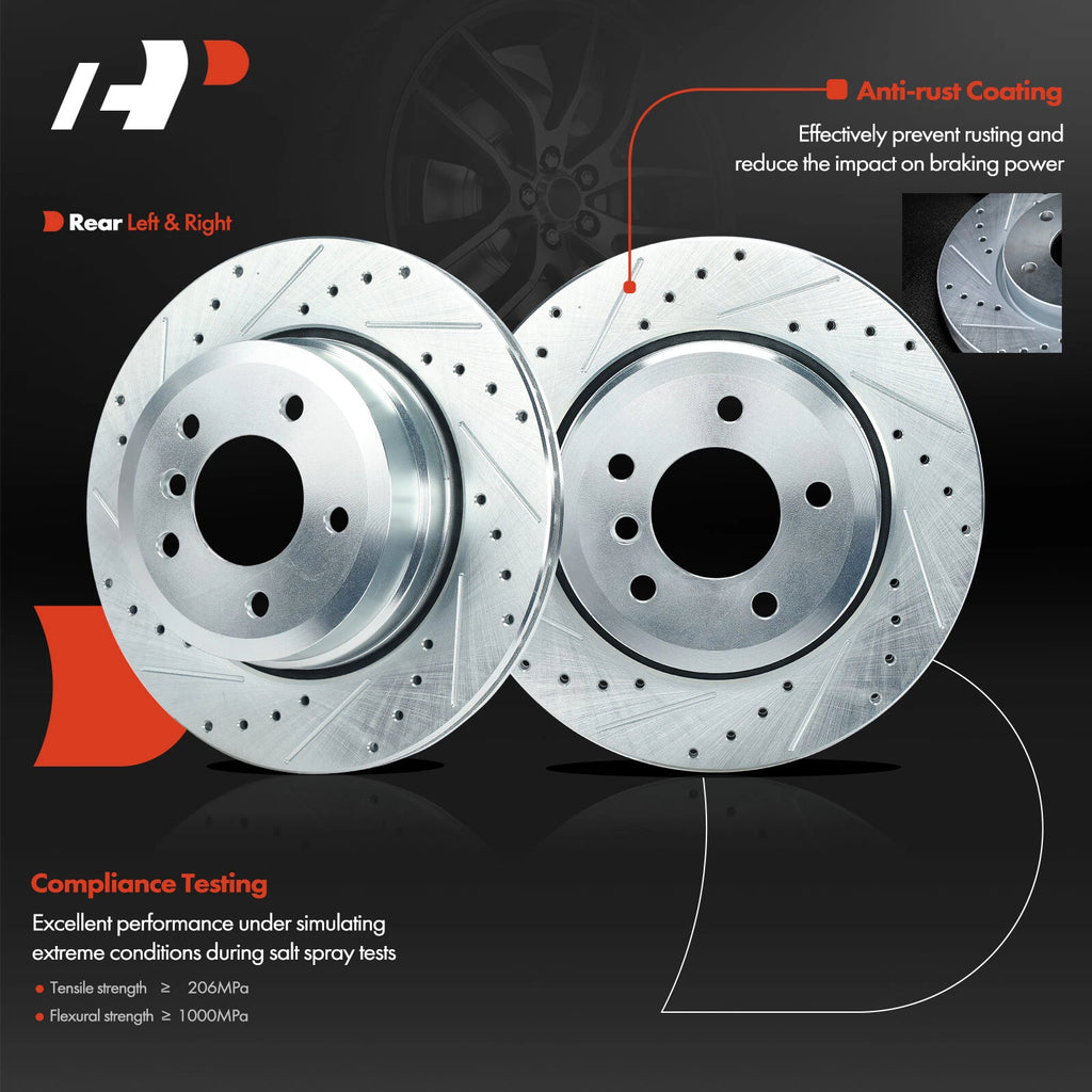 Rear Drilled Brake Rotors for BMW 525xi 528i xDrive 530xi 535xi (2006–2010)