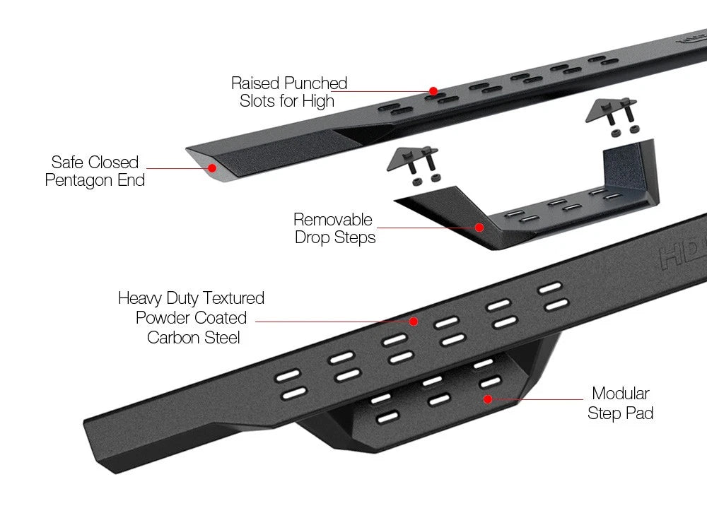 Black Overland Slider Drop Steps for Dodge Ram 1500 Quad Cab (2009-2018)