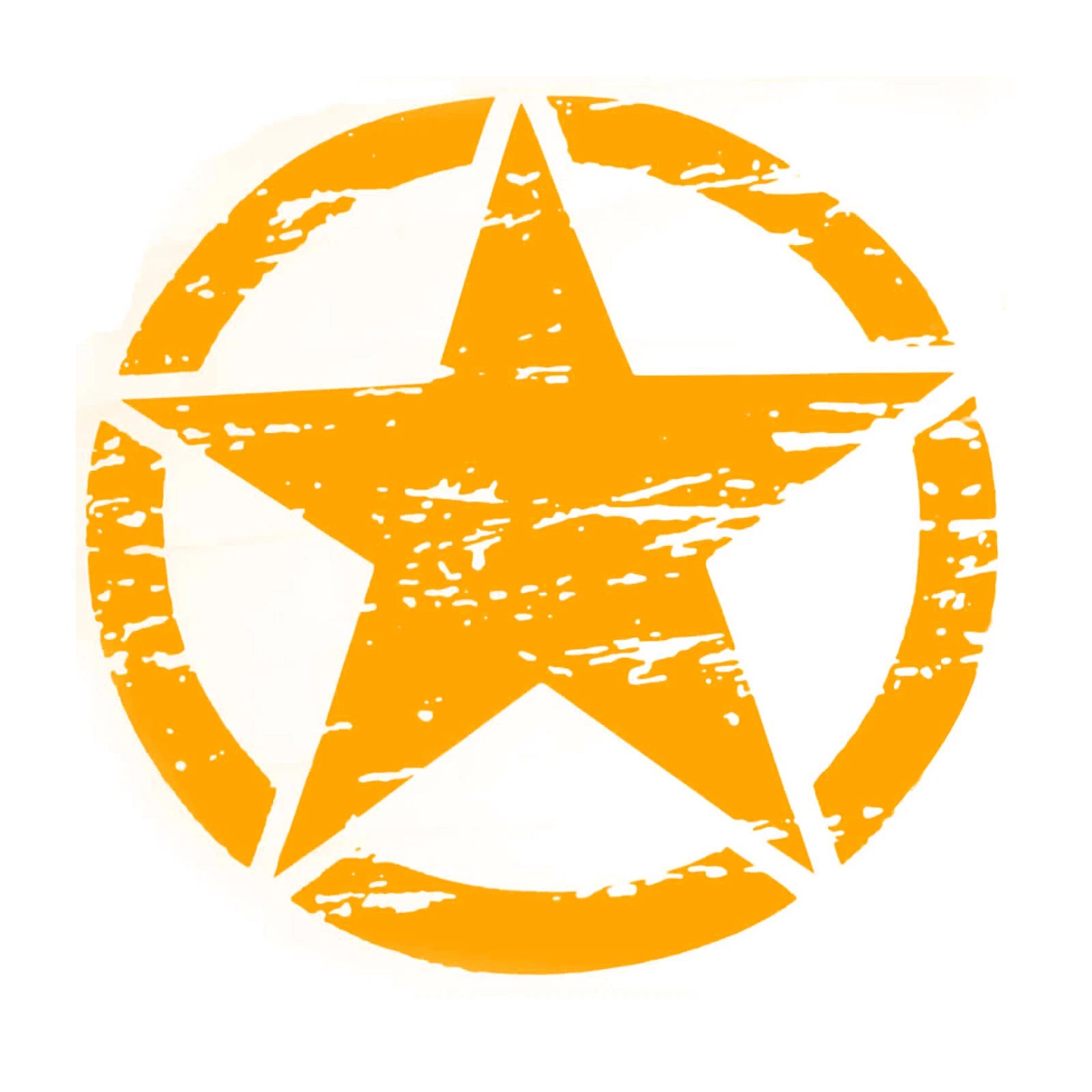 2Pcs Orange Distressed Army Star Vinyl Pre-Cut Hood Door Graphics for 2010-2020